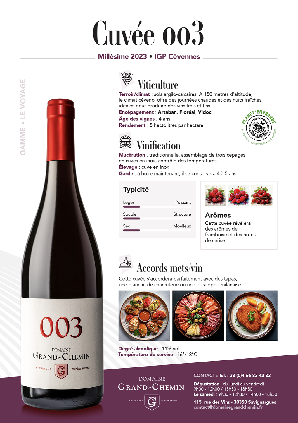 Fiche technique cuvée 003